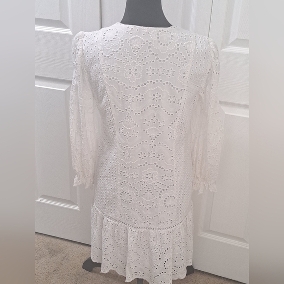 NWOT Just Taylor White Eyelet Midi Dress Size 12 - Picture 5 of 10